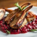 Gebraden hazenrug met een puree van rode bonen