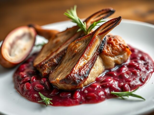 Gebraden hazenrug met een puree van rode bonen