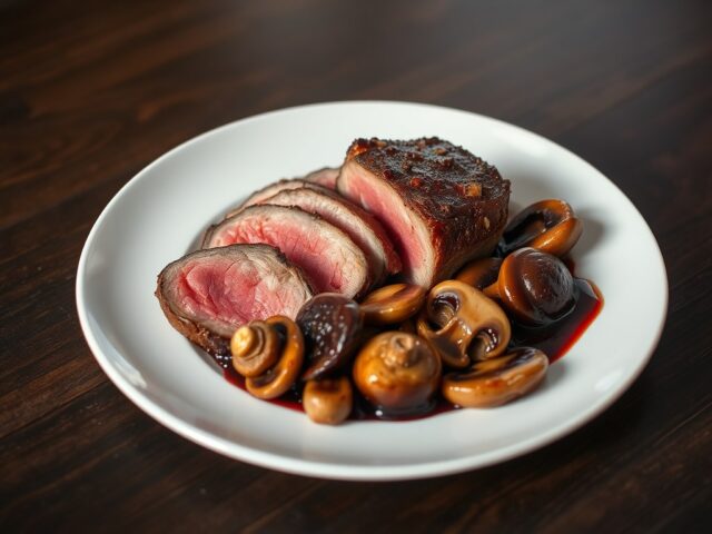 Gebraden hazerugfilet met paddestoelen,(zie opm)