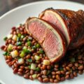 Gebraden patrijzeborstjes op linzensalade