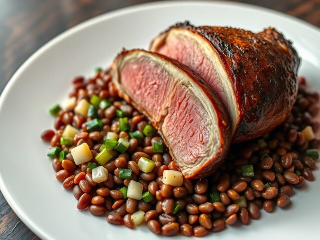 Gebraden patrijzeborstjes op linzensalade