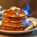Geflambeerde flensjes met perensaus