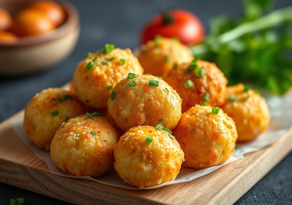 Gefrituurde mozzarellaballetjes, AI-gegenereerde illustratie