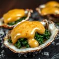 Geglaceerde oesters met spinazie