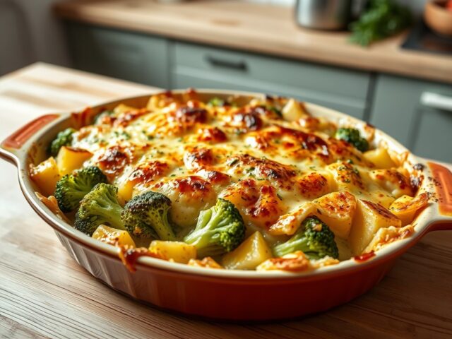 Gegratineerde aardappel- groenteschotel