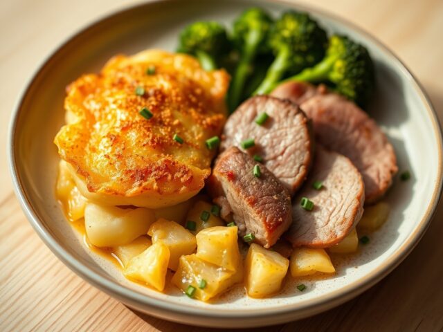 Gegratineerde aardappeltjes met knolselder en schorseneren