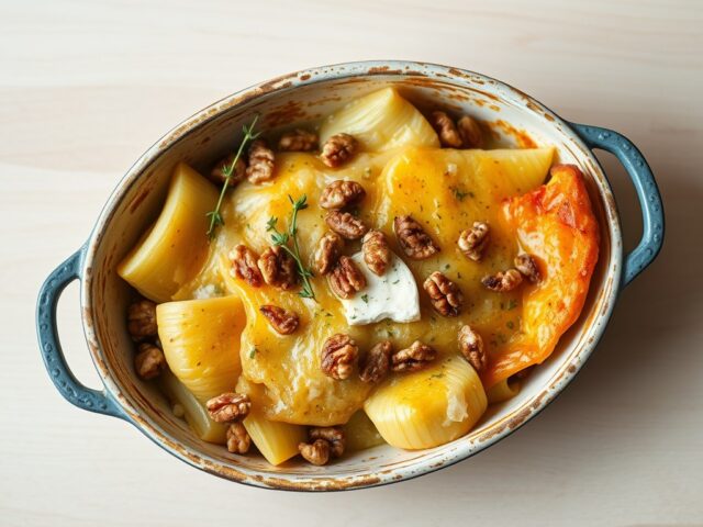 Gegratineerde aardperen met zuurkool