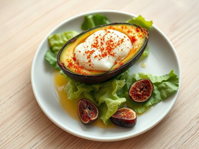 Gegratineerde avocado met paprika
