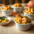 Gegratineerde garnalen met kerriesaus