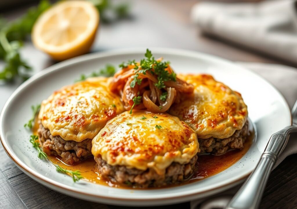 Gegratineerde gembervisfilets, AI-gegenereerde illustratie