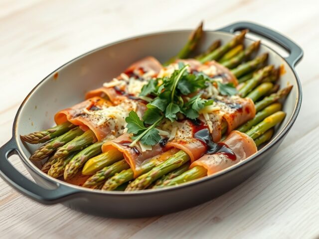 Gegratineerde groene asperges