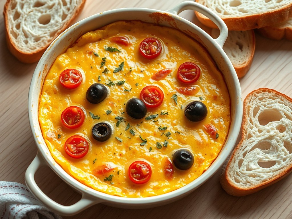 Gegratineerde Italiaanse omelet, AI-gegenereerde illustratie