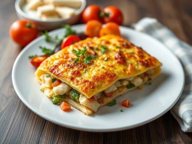 Gegratineerde kruidenflensjes met groenten