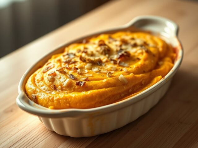 Gegratineerde pompoenpuree