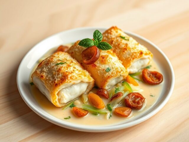 Gegratineerde tongroletjes uit de oven