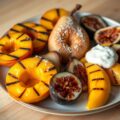 Gegrild fruit met vanille, cognac en crème fraiche