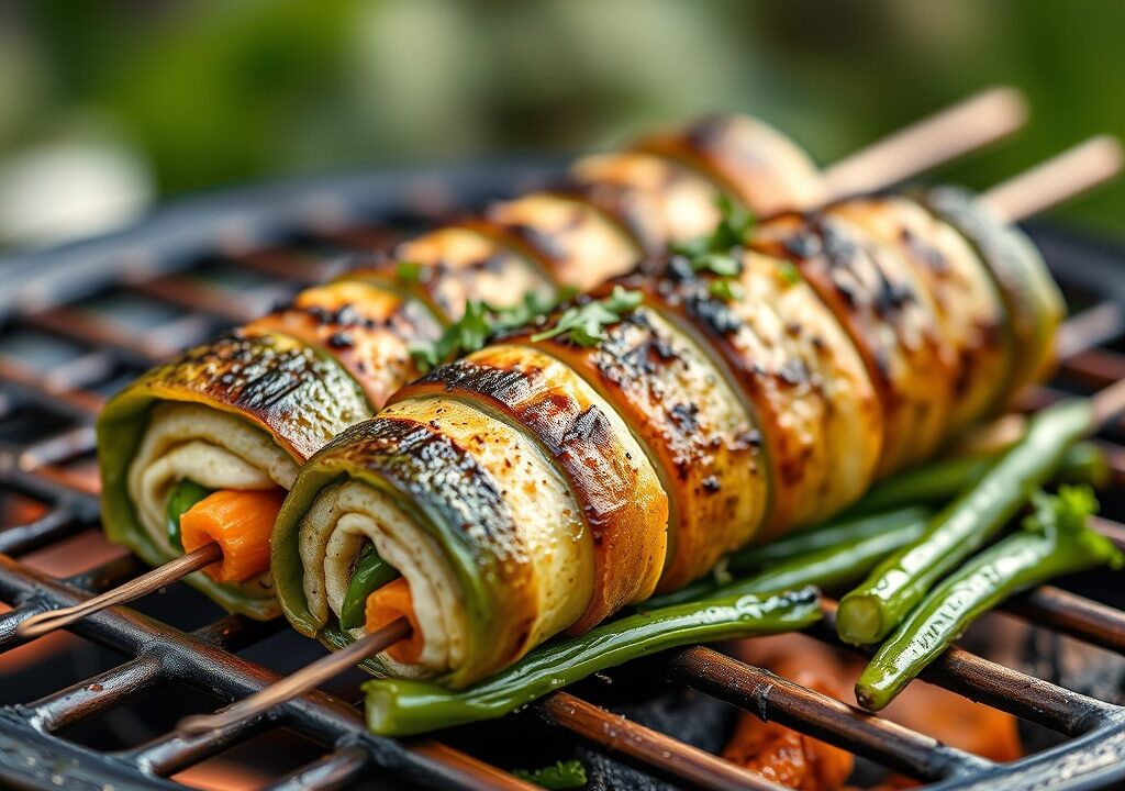 Gegrild groenterolletje Rotolo di verdure alla gri — AI-gegenereerde illustratie
