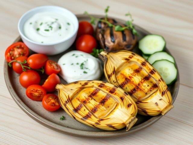 Gegrilde aardperen met Griekse yoghurtsaus
