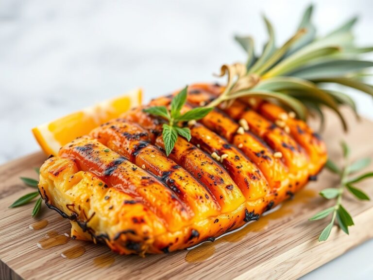 Gegrilde ananas met Grand Marniersiroop en vanill
