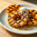 Gegrilde ananas met honing en ijs