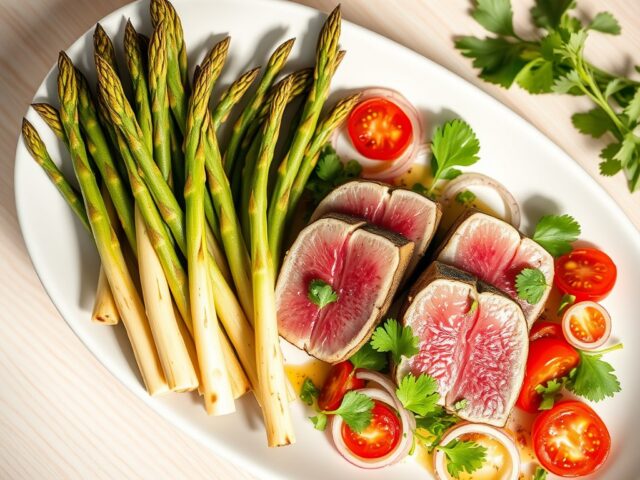 Gegrilde asperges met tonijn