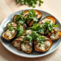 Gegrilde auberginerolletjes met tonijnsalade