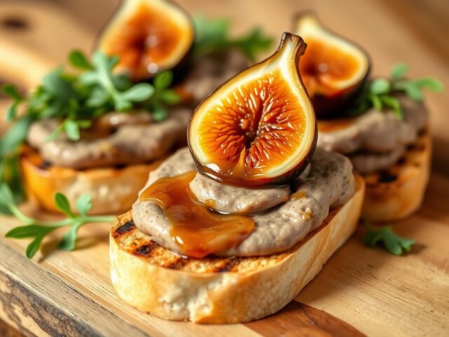 Gegrilde brioche met wildpastei en gekarameliseerde vijg