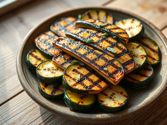 Gegrilde courgettes in olijfolie