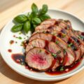 Gegrilde eendenborst met balsamicovinaigrette