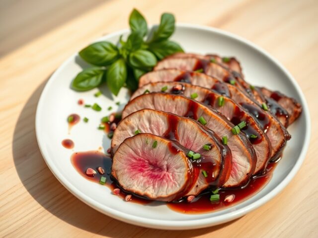 Gegrilde eendenborst met balsamicovinaigrette