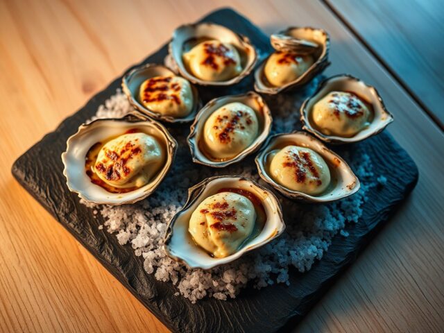 Gegrilde en gevulde oesters