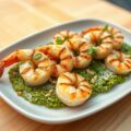 Gegrilde garnalen met pesto van notensla