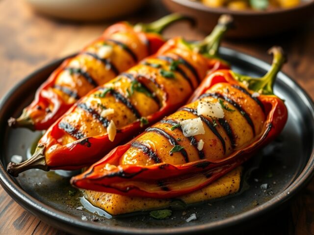 Gegrilde gevulde paprika’s