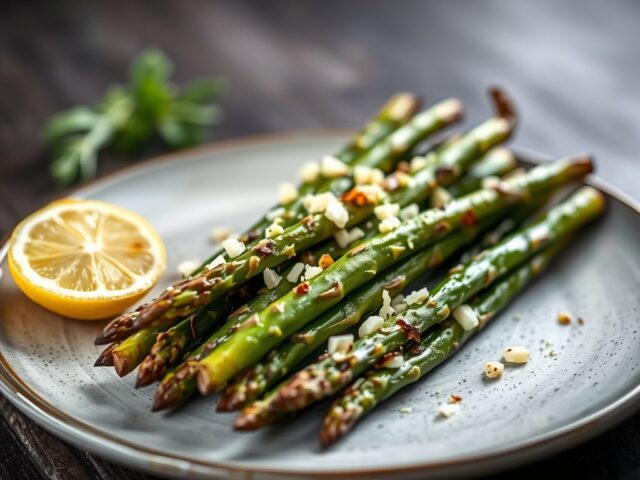 Gegrilde groene asperges