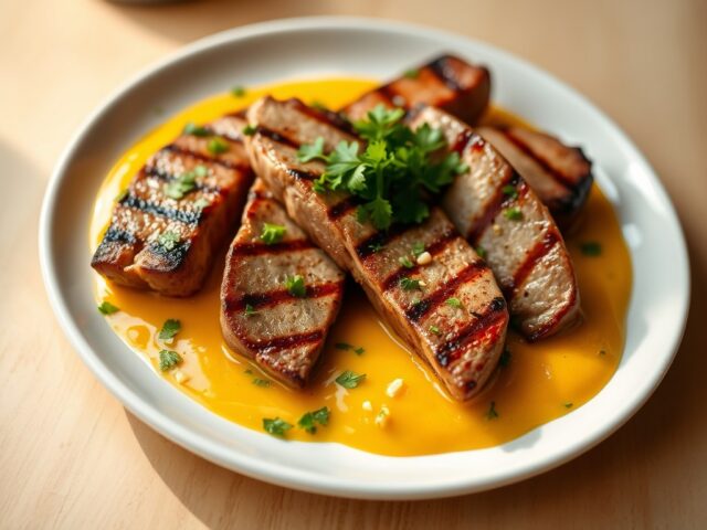 Gegrilde kalfsfilet met mangosaus