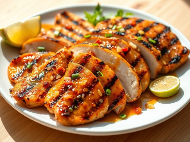 Gegrilde kip met limoen – gembersaus