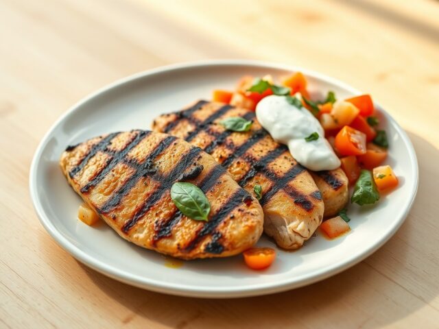 Gegrilde kipfilet met basilicumsalsa