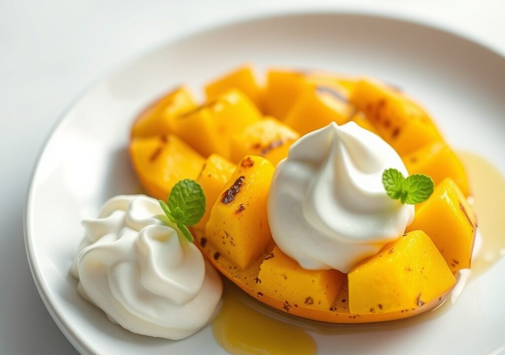 Gegrilde mango, AI-gegenereerde illustratie