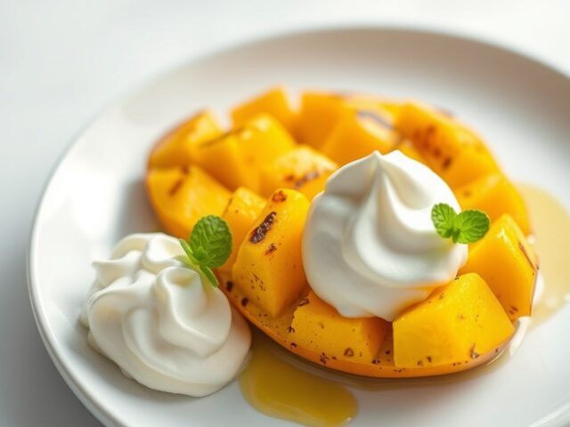 Gegrilde mango — AI-gegenereerde illustratie