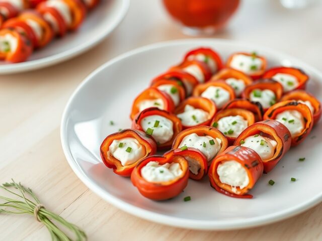 Gegrilde paprika-rolletjes met st moret