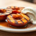 Gegrilde perzik met karamelsaus