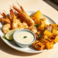 Gegrilde scampi met ananas