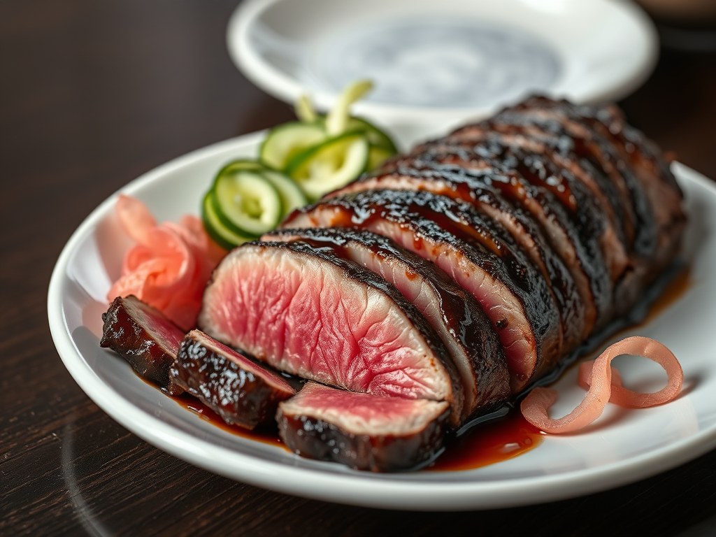 Gegrilde tonijn in Teriyaki marinade, AI-gegenereerde illustratie