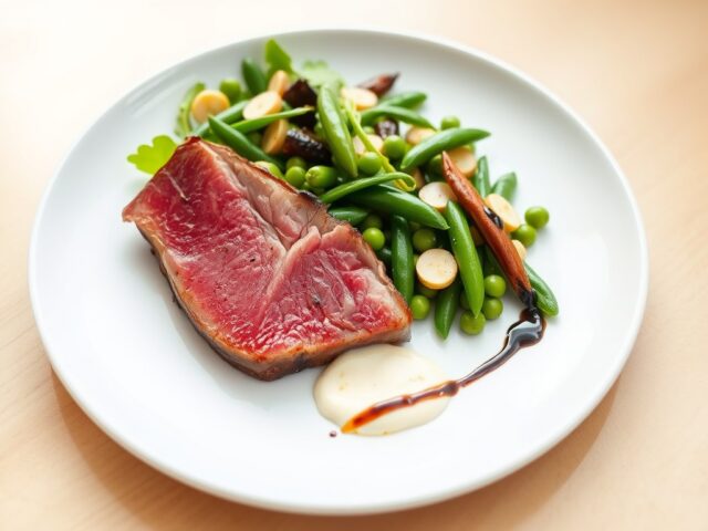 Gegrilde tonijn met een salade van groene groenten