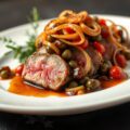 Gegrilde tonijn met zoetzure uien en confituur van kappertjes