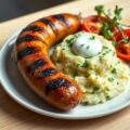Gegrilde worst met waterkersstamppot