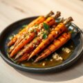 Gegrilde worteltjes met ui-crumble en sinaasvinaigrette