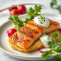 Gegrilde zalm met gepofte aardappel