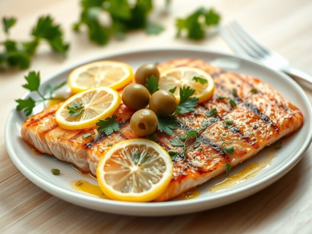 Gegrilde zalm met ingelegde citroen