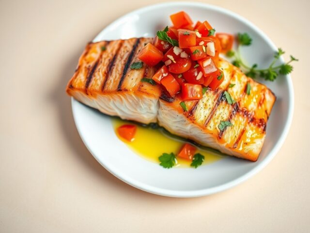 Gegrilde zalm met tomatenvinaigrette